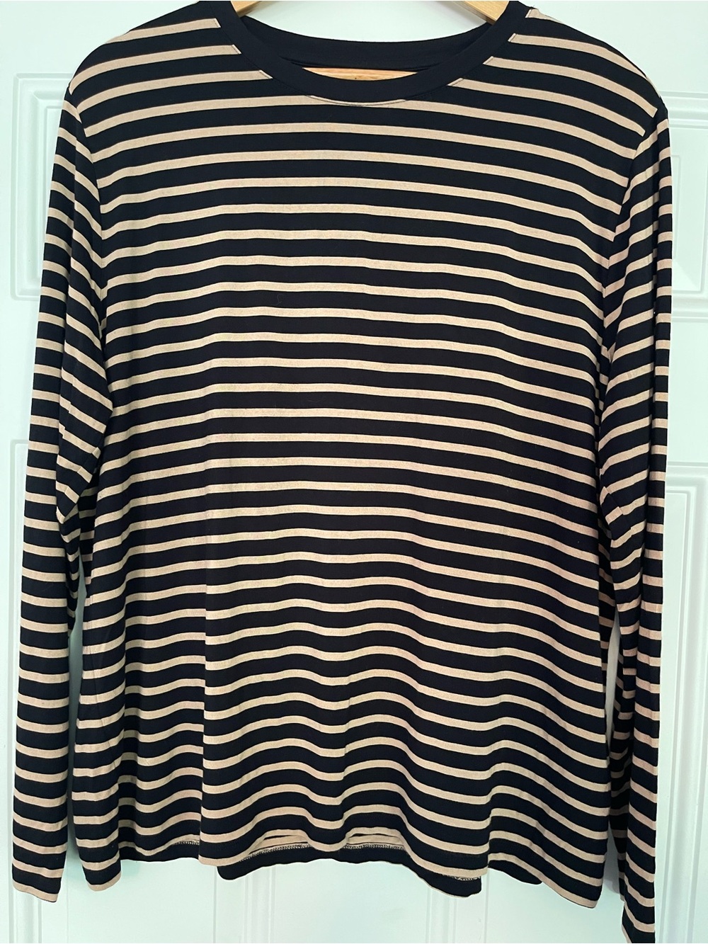 Hudson North Plus Size 3X Black Beige Striped Long Sleeve Top Hudon's Bay Crew